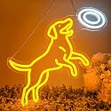 CrazyGazelle Dog Frisbee Neon Sign for Wall Decor, Golden Retriever LED Neon Sign Light for Living Room, Ideal Funny Gift for Dog Moms lovers, Pet