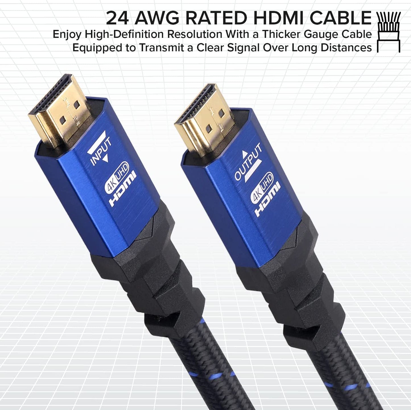 4K HDMI 2.0 Cable 6 ft. [5 Pack] by RitzGear. 18 Gbps Ultra High Speed Braided Nylon Cord & Gold Connectors - 4K@60Hz/UHD/3D/2160p/1080p/ARC