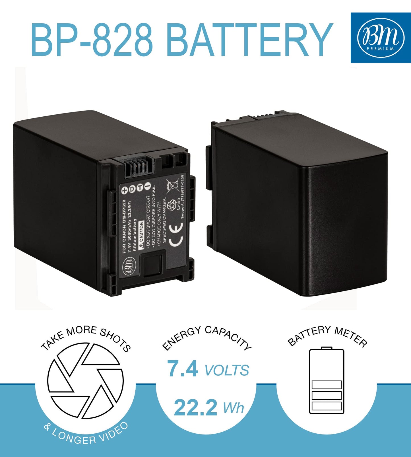 BM Premium 2 BP-828 Batteries and Dual Battery Charger for Canon VIXIA HF G40, HF G50, HF G60, HF G70, XA40, XA45, XA50, XA55, XA60, XA65, XA70, XA75