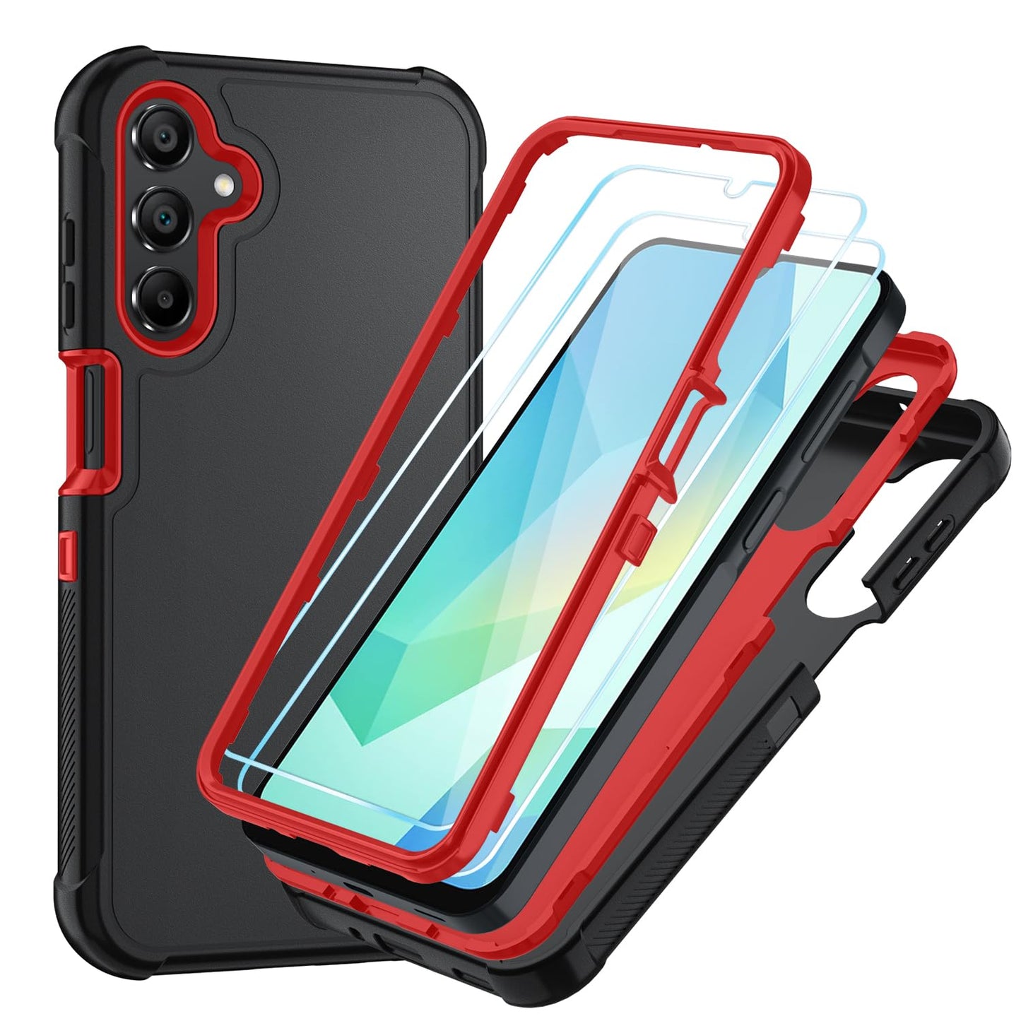 Suncasetor for Samsung Galaxy A16 5G Case : 3-Layer Shockproof Phone Cover with HD Screen Protector,Hybrid Protective Military-Grade Drop Protection