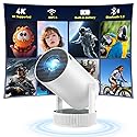 Mini Projector with WiFi and Bluetooth, Portable Projector built-in Battery Supported 4K, Auto Keystone, 220° Rotation Outdoor Projectors Compatible