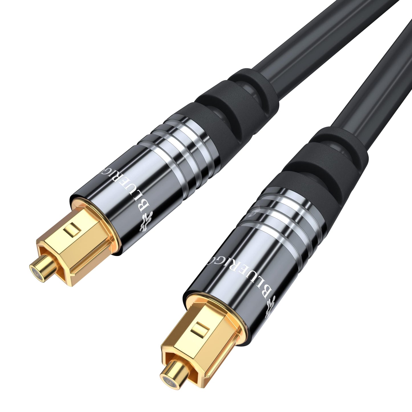 BlueRigger Digital Optical Audio Toslink Cable (100FT, Fiber Optic, Aluminum Shell, 24K Gold-Plated) - Compatible with Home Theatre, Sound Bar, TV