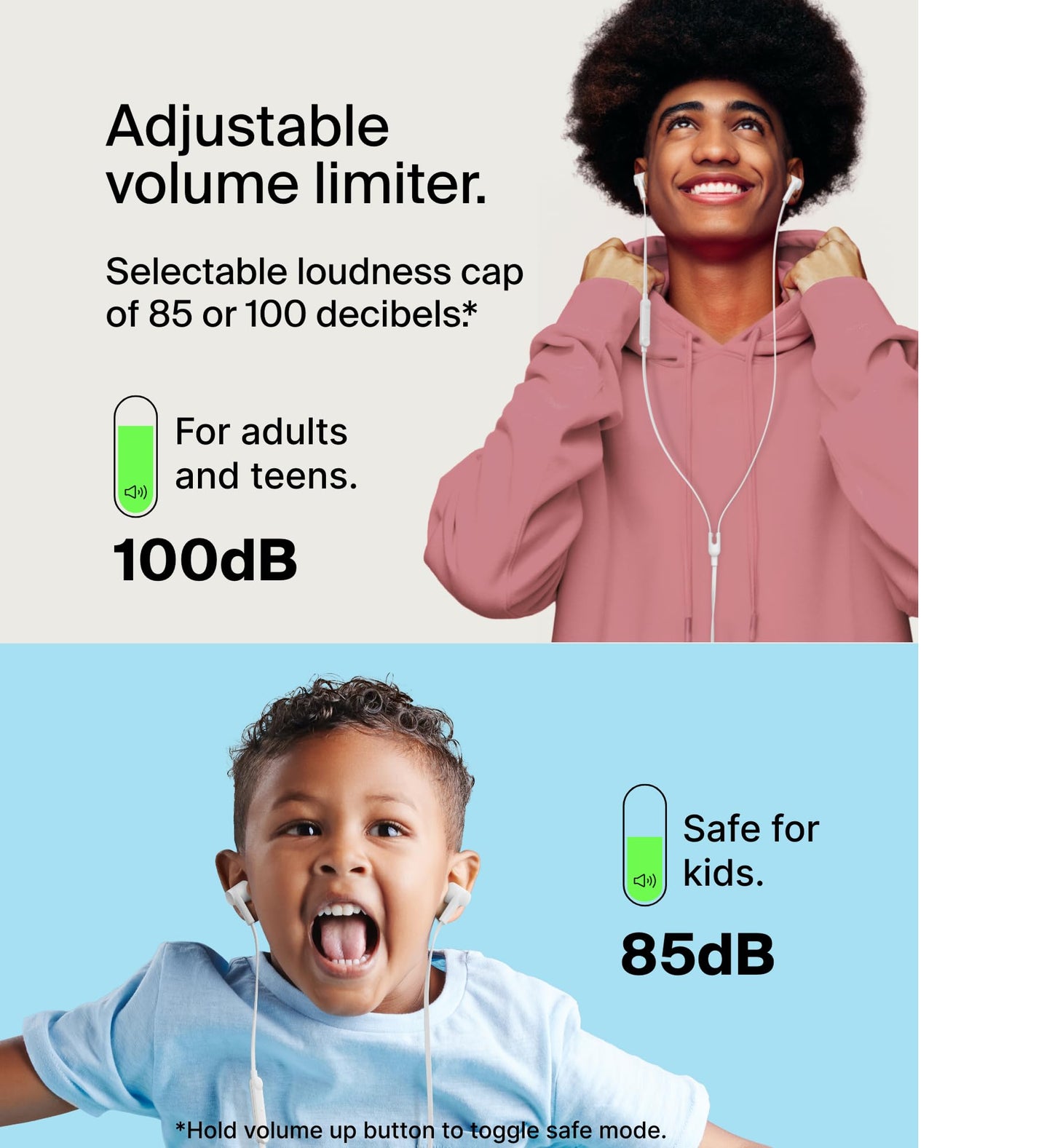 Belkin USB-C Wired Earbuds, Adjustable Volume Limiter, IPX5