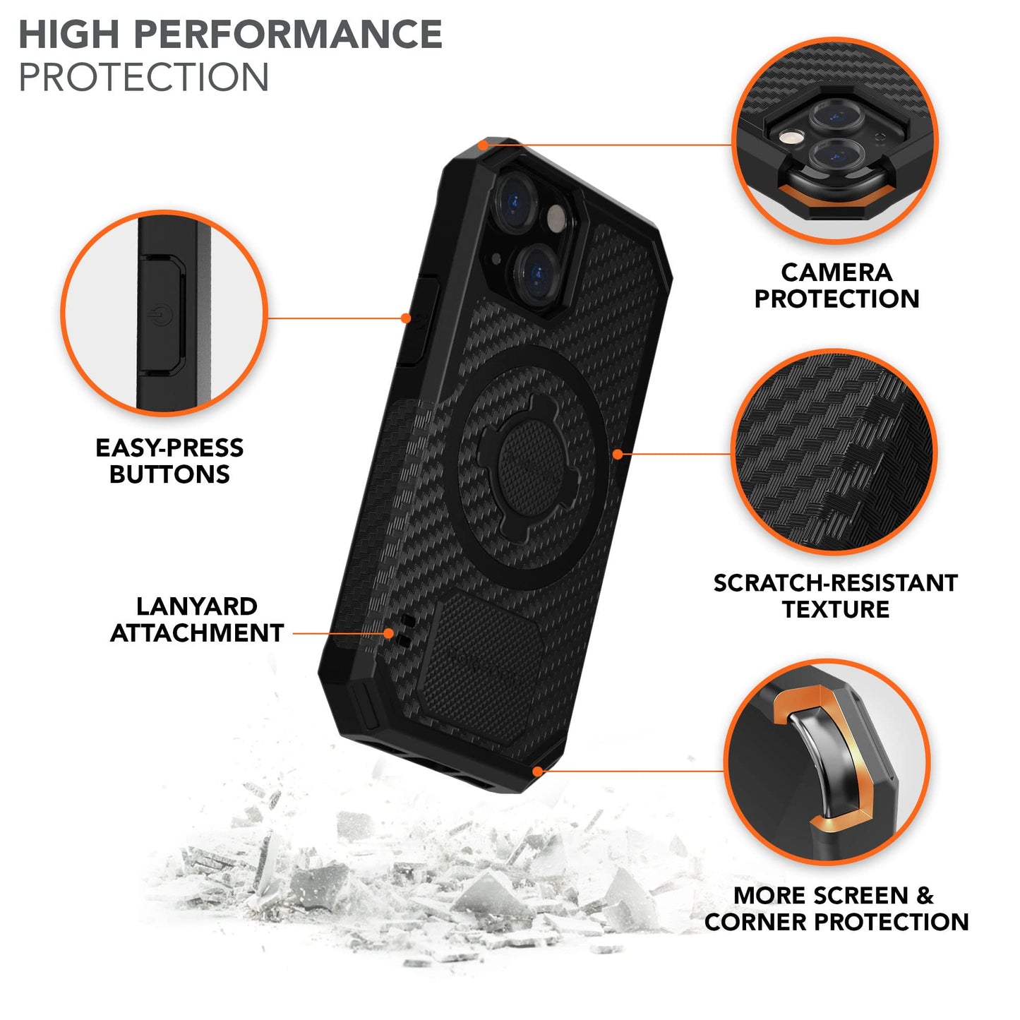 ROKFORM - iPhone 13 Mini Case, Crystal Series, Compatible with Double Magnet Plus MagSafe, Slim Magnetic Case with Roklock Rotating Lock, Drop Tested