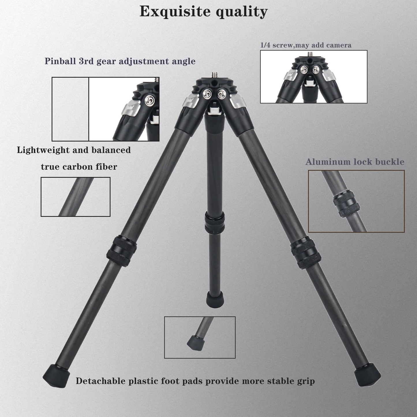 Liuliron Table Desk Carbon Fiber 3model Micro Desktop Mini Tripod for Insta360 Insta 360 X5 X4 X3 X2 R X GO 2 one R RS Camera Accessories (Sliver)