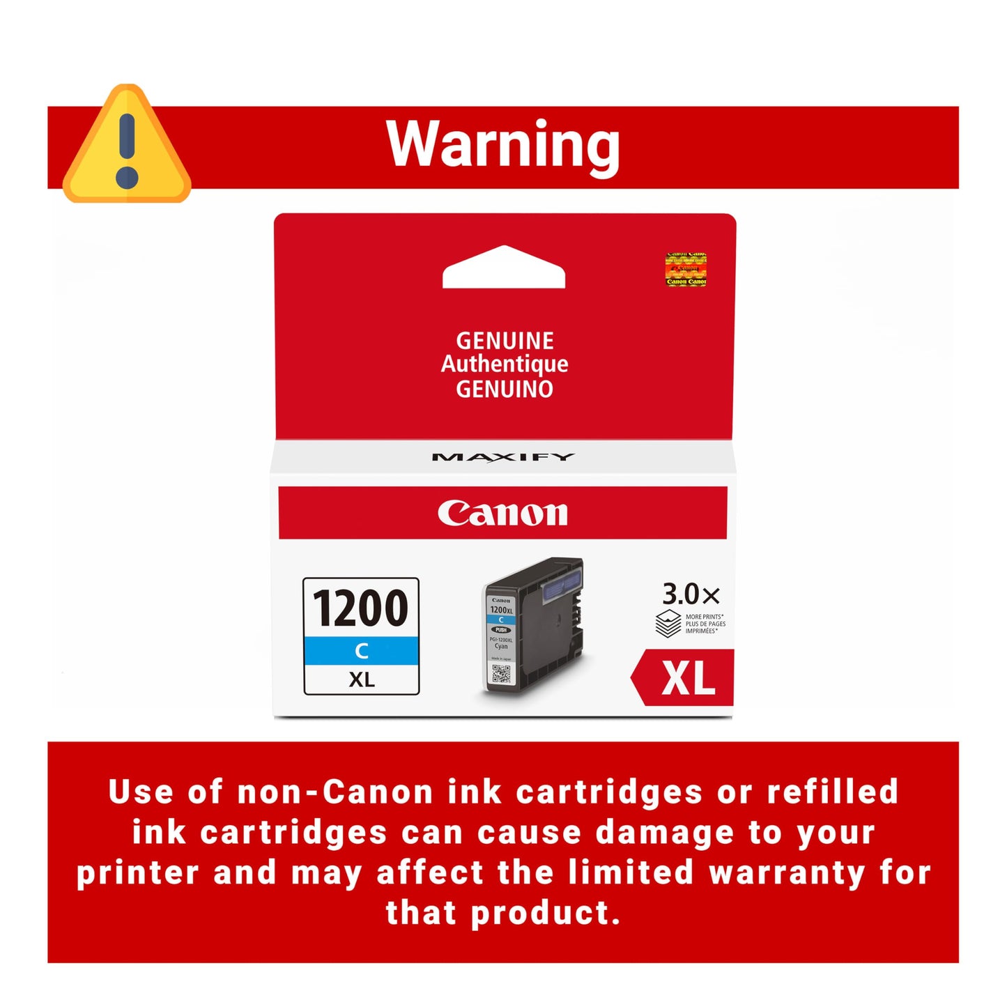 Canon PGI-1200XL Genuine Cyan Ink Tank, Compatible with MB2120, MB2720, B2020, and MB2320 (Optional) Printers