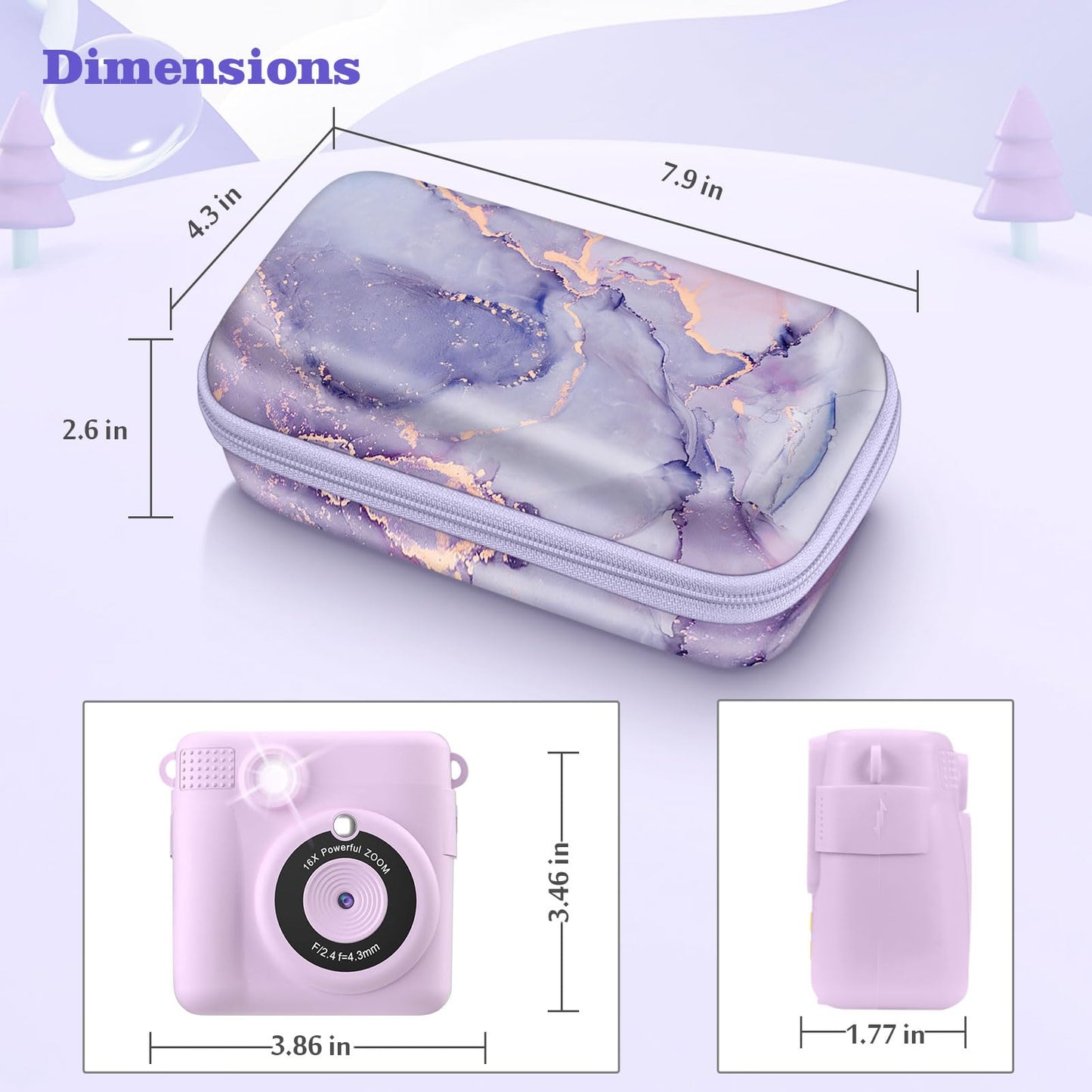 Fintie Kids Camera Case Compatible with ESOXOFFORE, MINIBEAR, Dylanto, GKTZ, Mgaolo, WEEFUN Instant Print Digital Cameras, Hard Carrying Storage Bag
