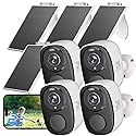 ELECCTV 2.4&5ghz WiFi Solar Security Cameras Wireless Outdoor,2K QHD Home Security System, 4 Cameras Kit with 130° Ultra-Wide View, 2-Way Talk