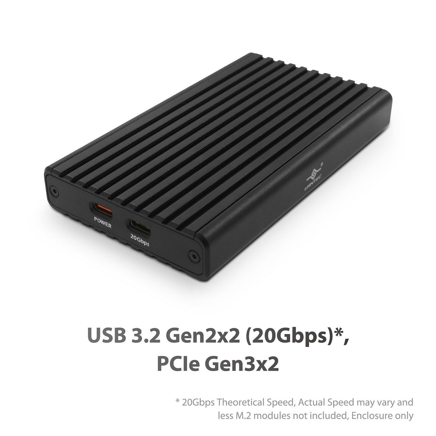 Vantec NexStar SX, USB 3.2 Gen2x2 (20Gbps), M.2 NVMe Enclosure only, USB C, Design for Two M.2 NVMe Storage (NST-262C3)