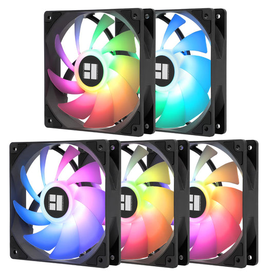 Thermalright 5 Pack TL-C12C-S CPU Fan 120mm ARGB Case Cooler Fan, 4pin PWM Silent Computer Fan with S-FDB Bearing Included, up to 1550RPM Cooling
