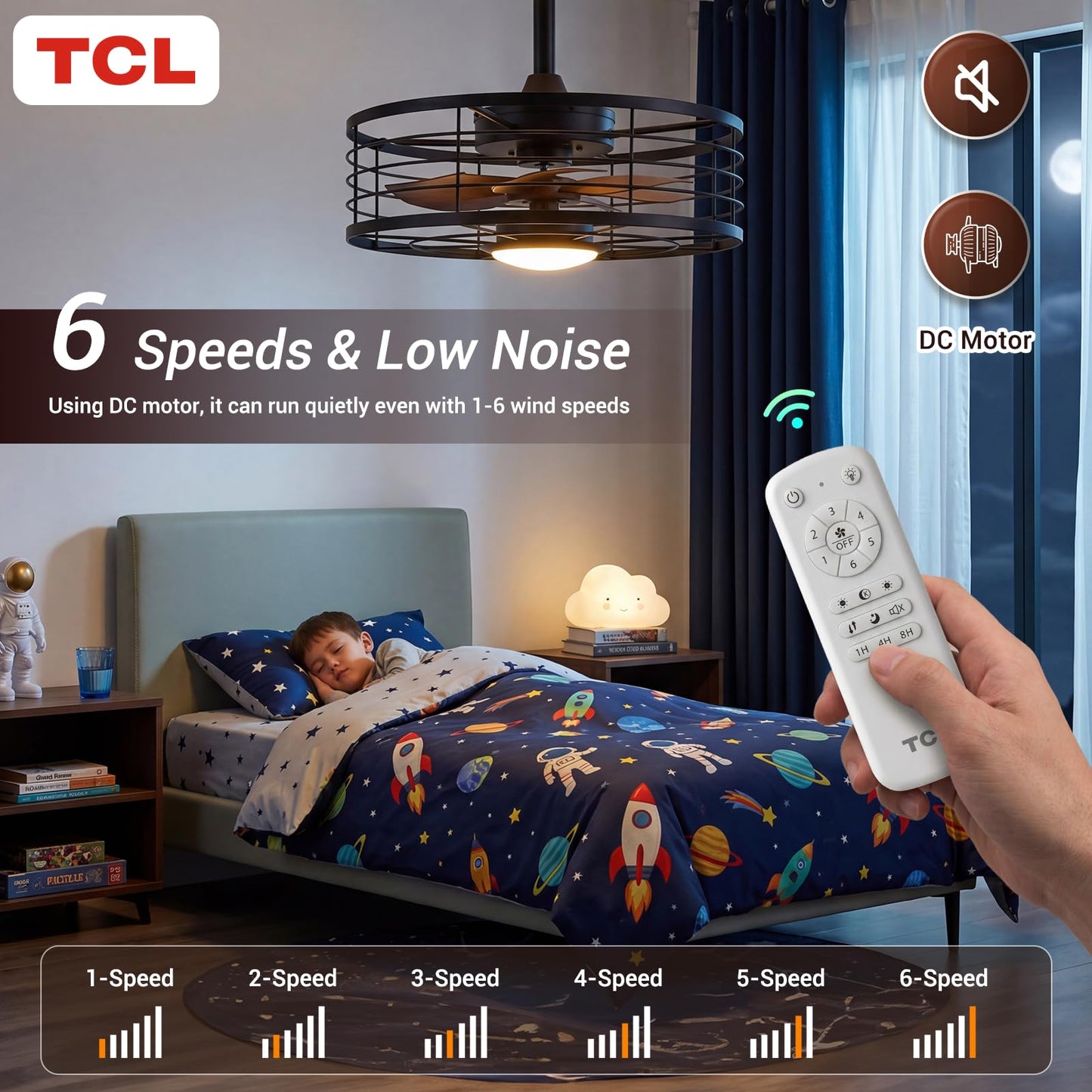 TCL 20" Waterproof Downrod Ceiling Fan with Light & Remote