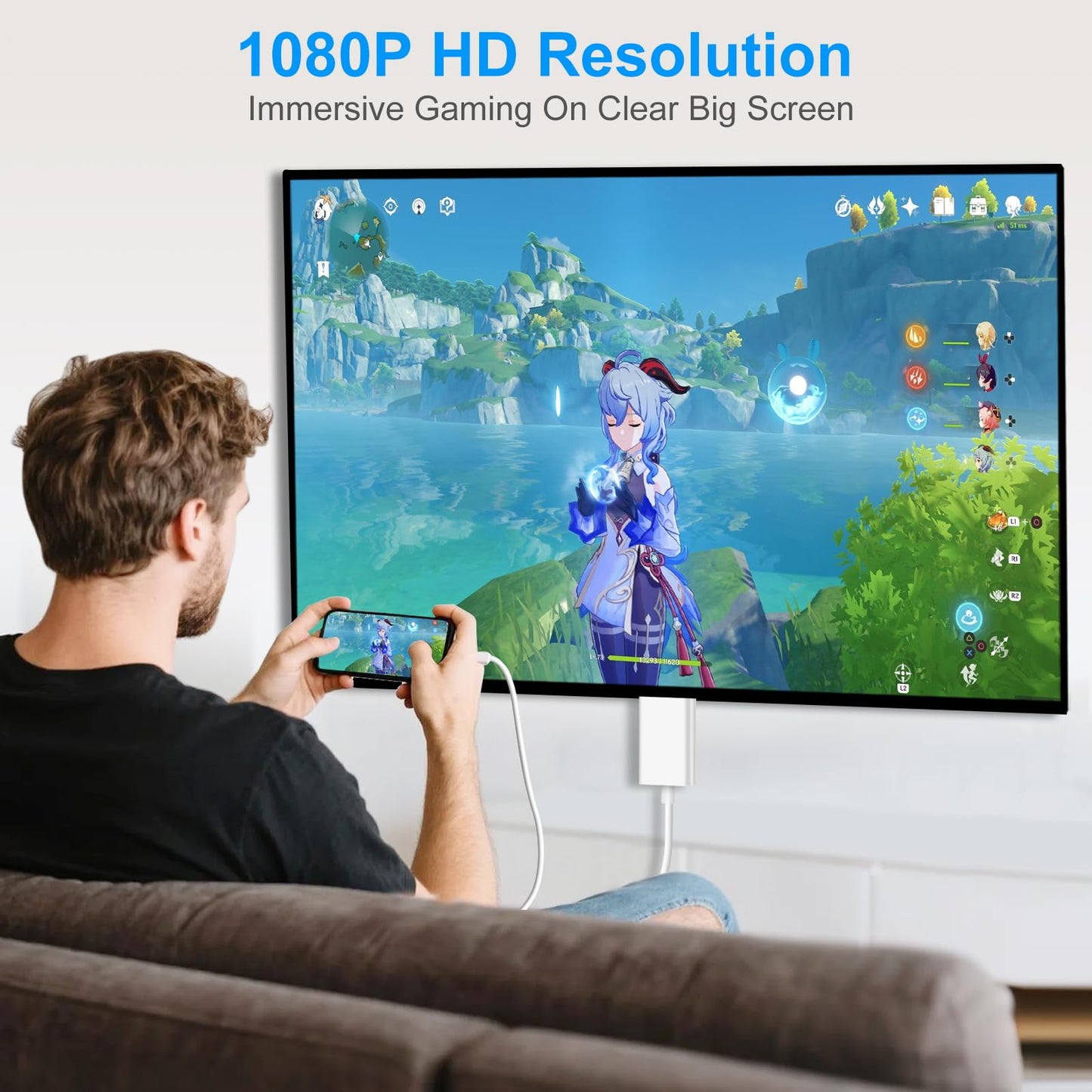 [MFi Certified] Lightning to HDMI Cable 6.6FT, 1080P HD Lightning to HDMI Adapter, Digital AV Adapter, Sync Transmit Video Audio, Compatible