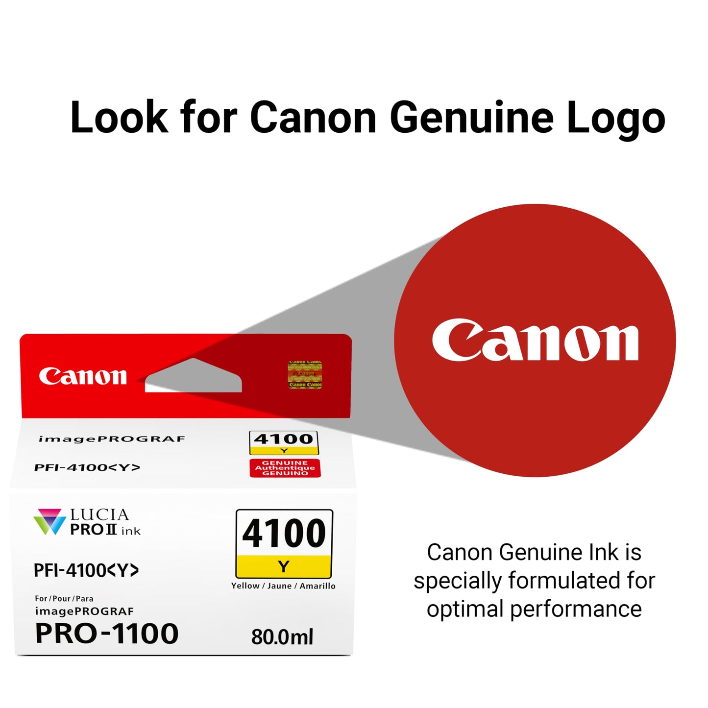 Canon PFI-4100 Genuine Yellow Ink Tank, Compatible with imagePROGRAF PRO-1100 Printers