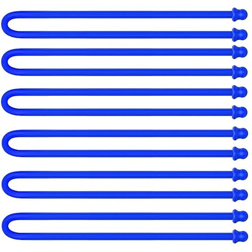 6Pcs 15-Inch Silicone Cable Tie, Steel-Core Twist Ties, Reusable Rubber Straps for Organizing, Dia 5mm
