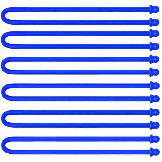 6Pcs 15-Inch Silicone Cable Tie, Steel-Core Twist Ties, Reusable Rubber Straps for Organizing, Dia 5mm