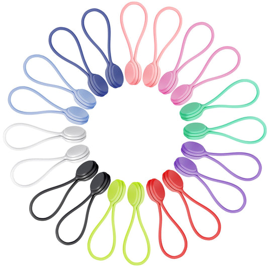 Joseche Reusable Silicone Magnetic Cable Ties for Bundling and Organizing, Hanging & Holding Stuff, Book Markers, Fridge Magnets, Assorted Color, 9''
