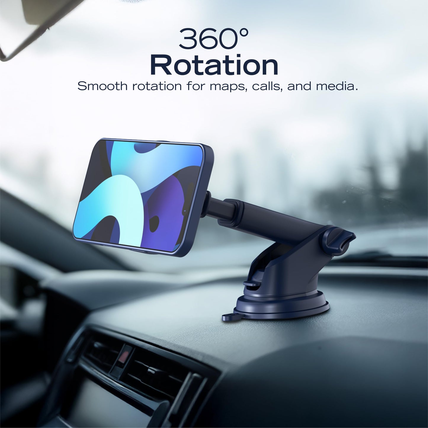 Nautica PH120 Universal 3-in-1 Magnetic Car Phone Holder for iPhone, Android, Samsung, Google, Huawei & Nokia Smartphones, Clip-On & Suction Cup Phone