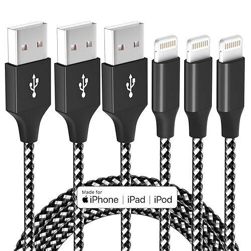 Bkayp 3 Pack 10 FT iPhone Charger Fast Charging Cord MFi Certified Lightning Cable Nylon Braided iPhone Charger Cord Compatible with iPhone 14 13 12…