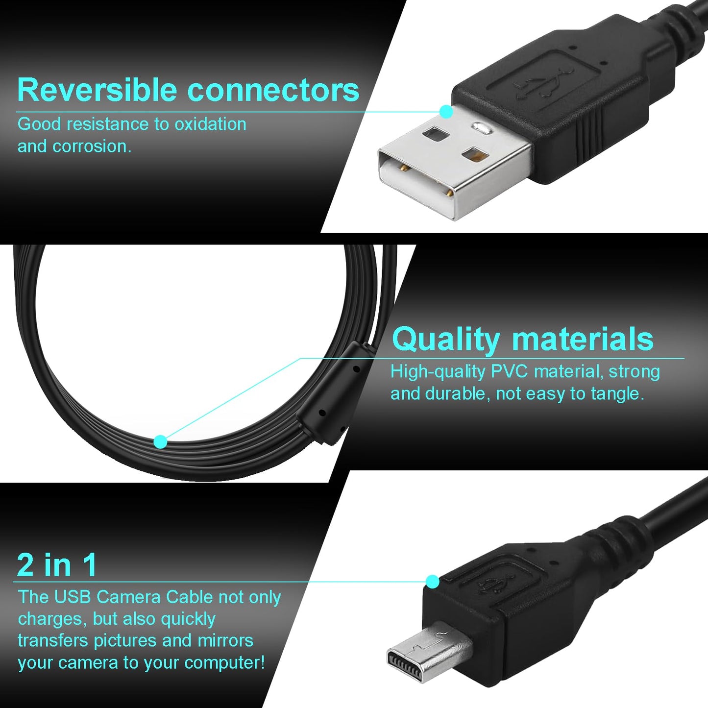 UC-E6 USB Cable for Nikon CoolPix B500 L330 L340 L620 L820 P500 P510 S01 S3000 S3100 S6000 S6300 S8100, Compatible with Nikon D3200 D3300 D3400 D5000