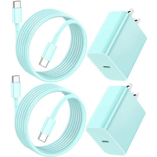 for iPhone Charger Fast Charging, 2Pack 20W USB C Charger Block with 60W USB C to C Cable 6FT,Type C Charging Cord Compatible with iPhone 17/16/15 Pro