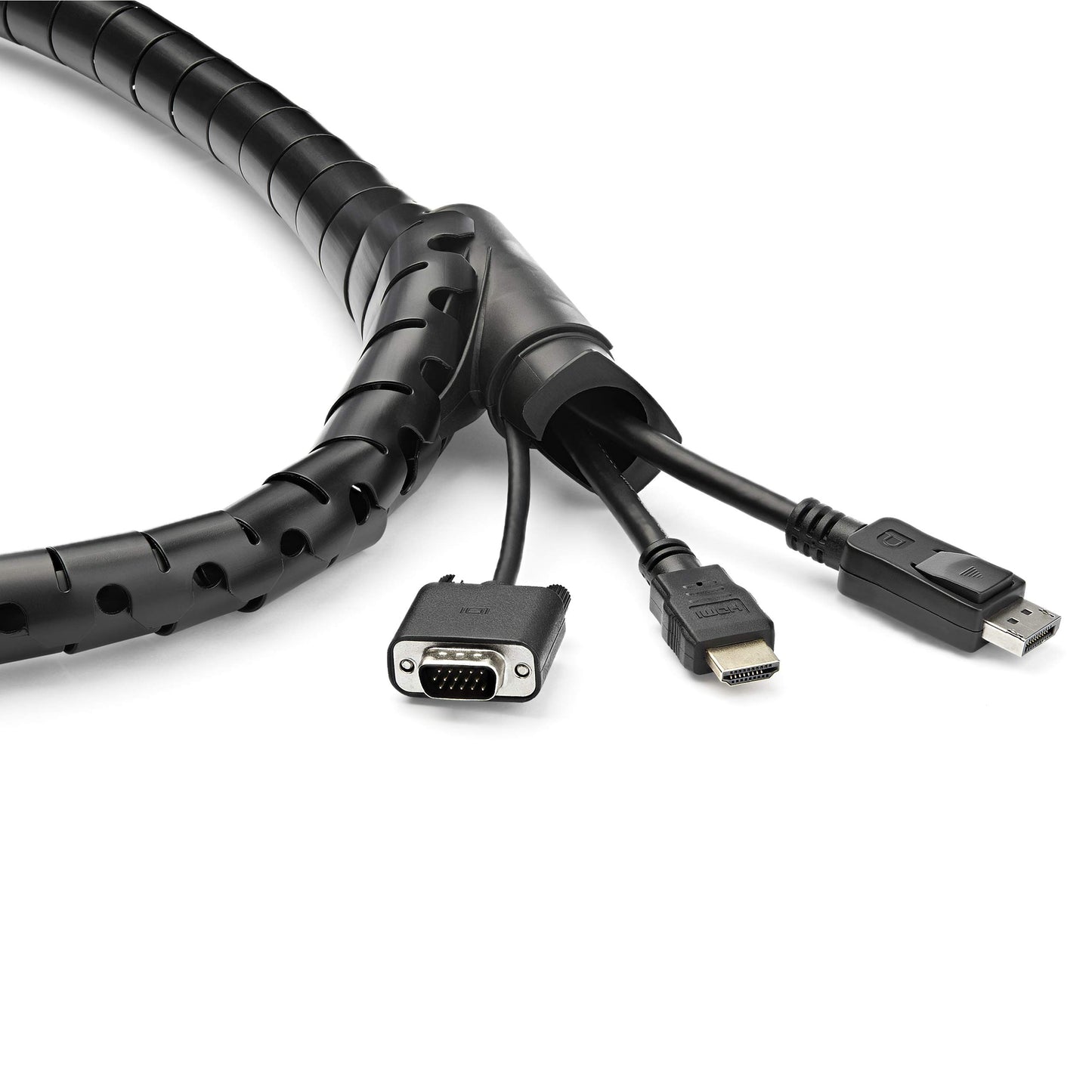 StarTech.com 2.5m (8.2ft) Cable Management Sleeve - Spiral - 1" (25mm) Diameter - W/Cable Loading Tool - Black (CMSCOILED2)