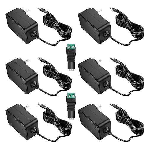 Minidodoca 12V 2A AC Adapter Charger Replacement with 2 Tips, Regulated 12 Volts 2000mA Power Supply Cord for LED Strip Light, CCTV Camera, BT…