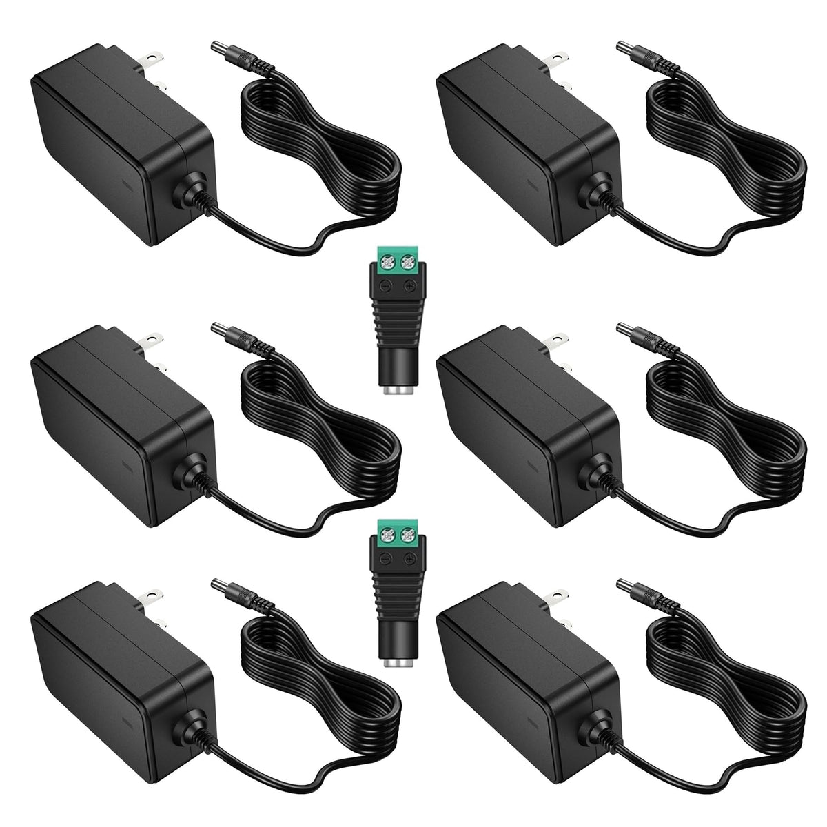 Minidodoca 12V 2A AC Adapter Charger Replacement with 2 Tips, Regulated 12 Volts 2000mA Power Supply Cord for LED Strip Light, CCTV Camera, BT…