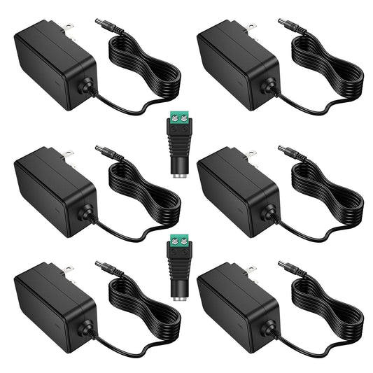 Minidodoca 12V 2A AC Adapter Charger Replacement with 2 Tips, Regulated 12 Volts 2000mA Power Supply Cord for LED Strip Light, CCTV Camera, BT…