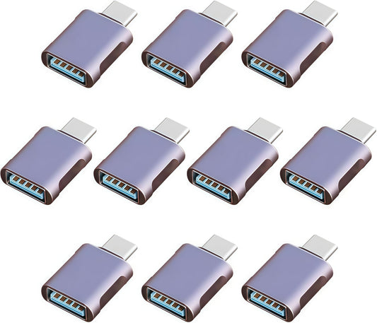 TFAK 10 Pack Up to 10Gbps/120W Usbc to USB Adapter,USA to USB-c adopters,U sb to USB C Connector,Type C Male to a Female Adapter for Charger,Phone…
