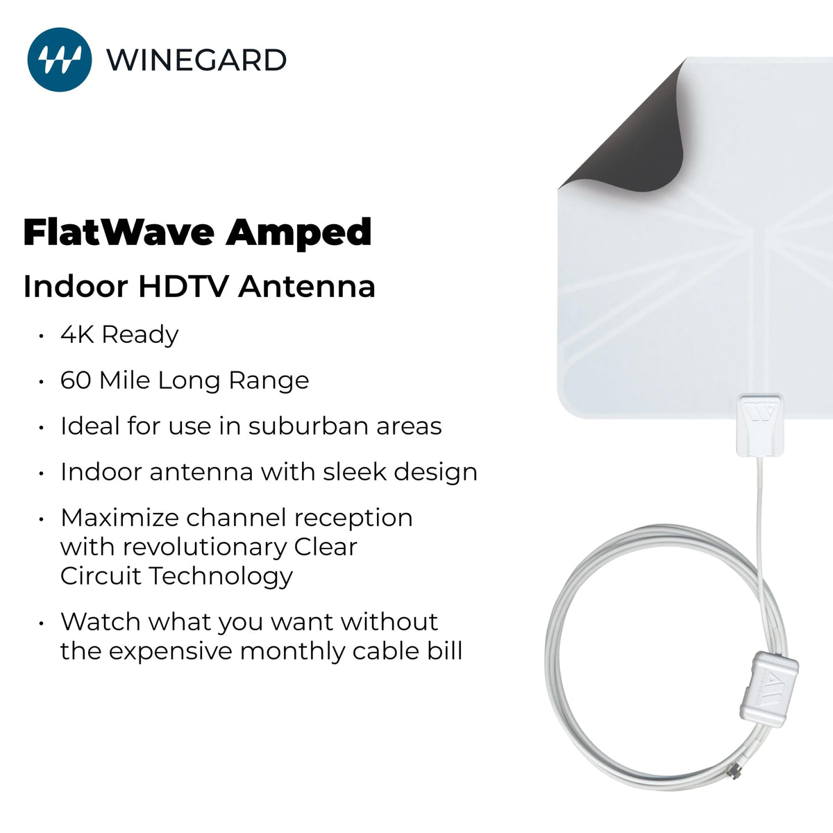 Winegard FlatWave FL5500A Amplified Multidirectional Indoor TV Antenna