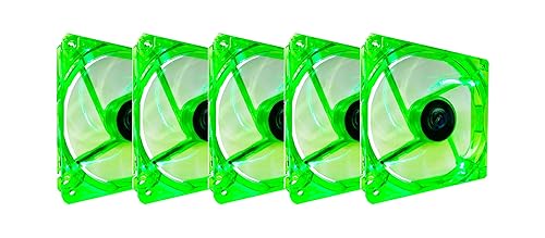 Apevia CF512L-GN 120mm 4pin+3pin Silent Green LED Case Fan (5-pk)