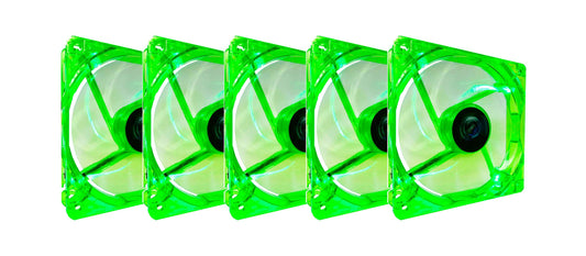 Apevia CF512L-GN 120mm 4pin+3pin Silent Green LED Case Fan (5-pk)