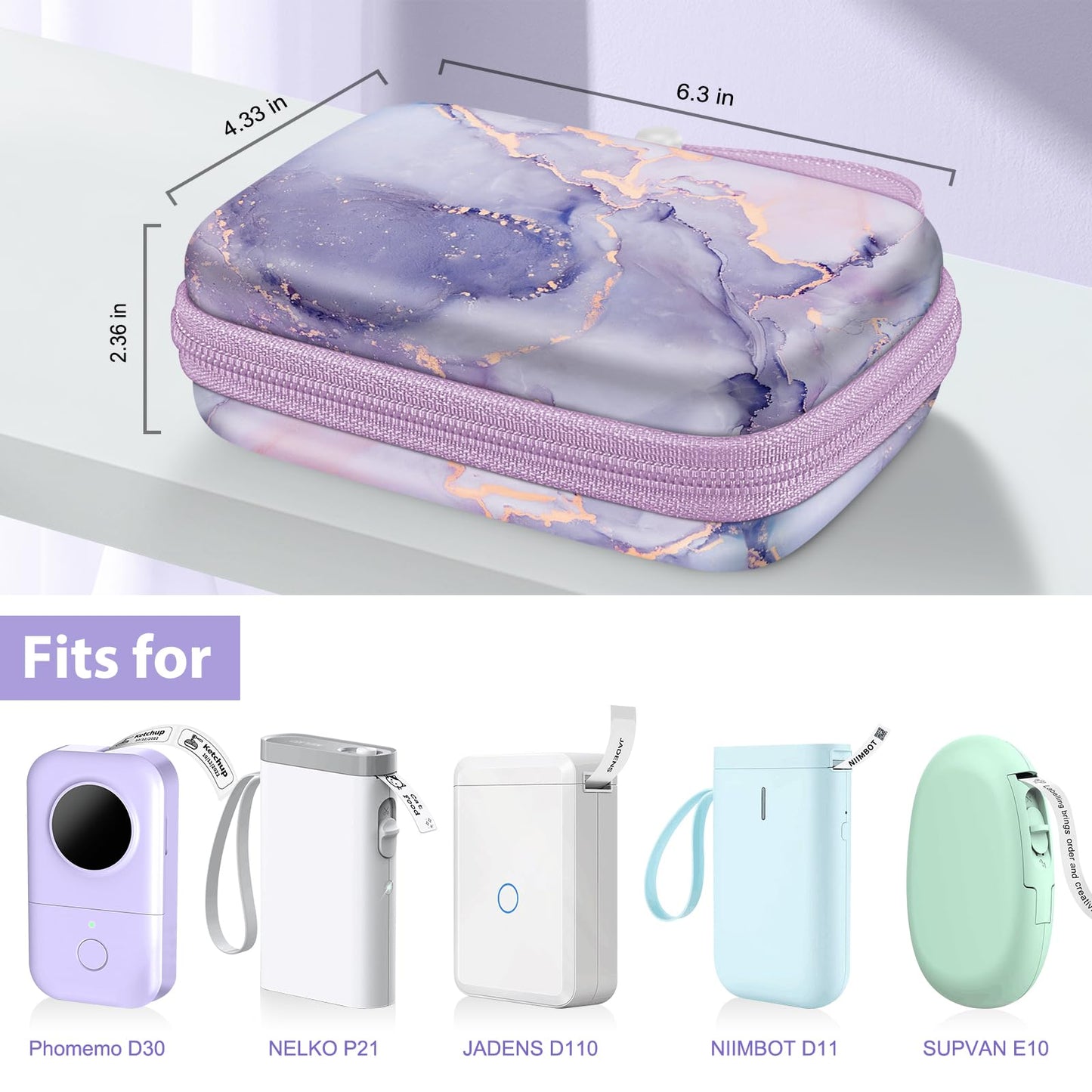 FINTIE Label Maker Case Compatible with Phomemo D30 D35, NELKO P21, SUPVAN E10, NIIMBOT D11 D110, JADENS D110, ORGSTA S001 - Portable Shockproof Hard