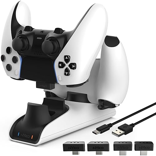 Nyko - Charge Base Edge - Store & Charge Station Compatible with PS5 DualSense & Edge Controllers - PS5 Slim Accessory Dual Port Recharging Dock