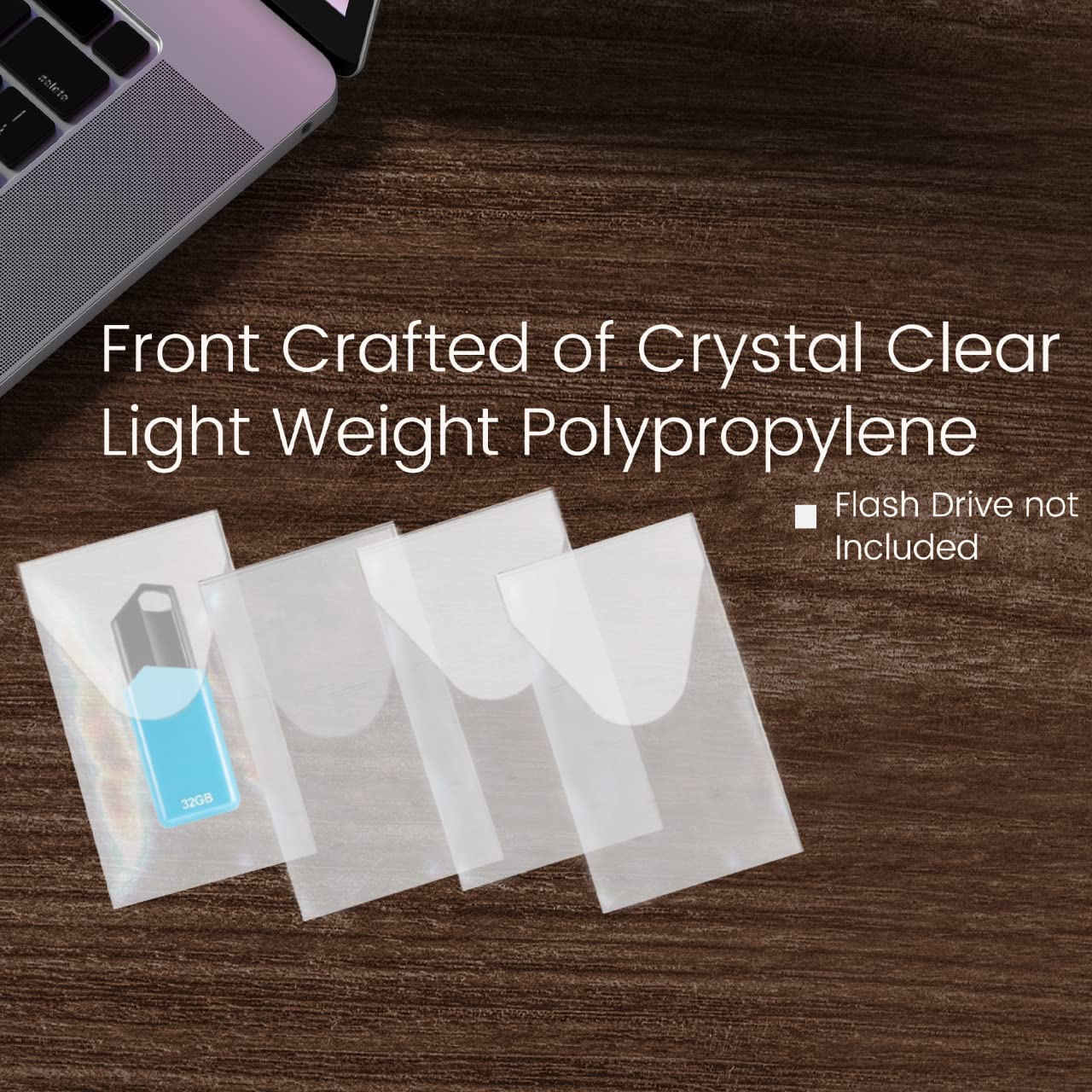 Professional USB Drive Adhesive Pockets | Transparent Self-Adhesive Storage Sleeves | Universal Flash Drive Holders | Stick-On Pouches for Organizing
