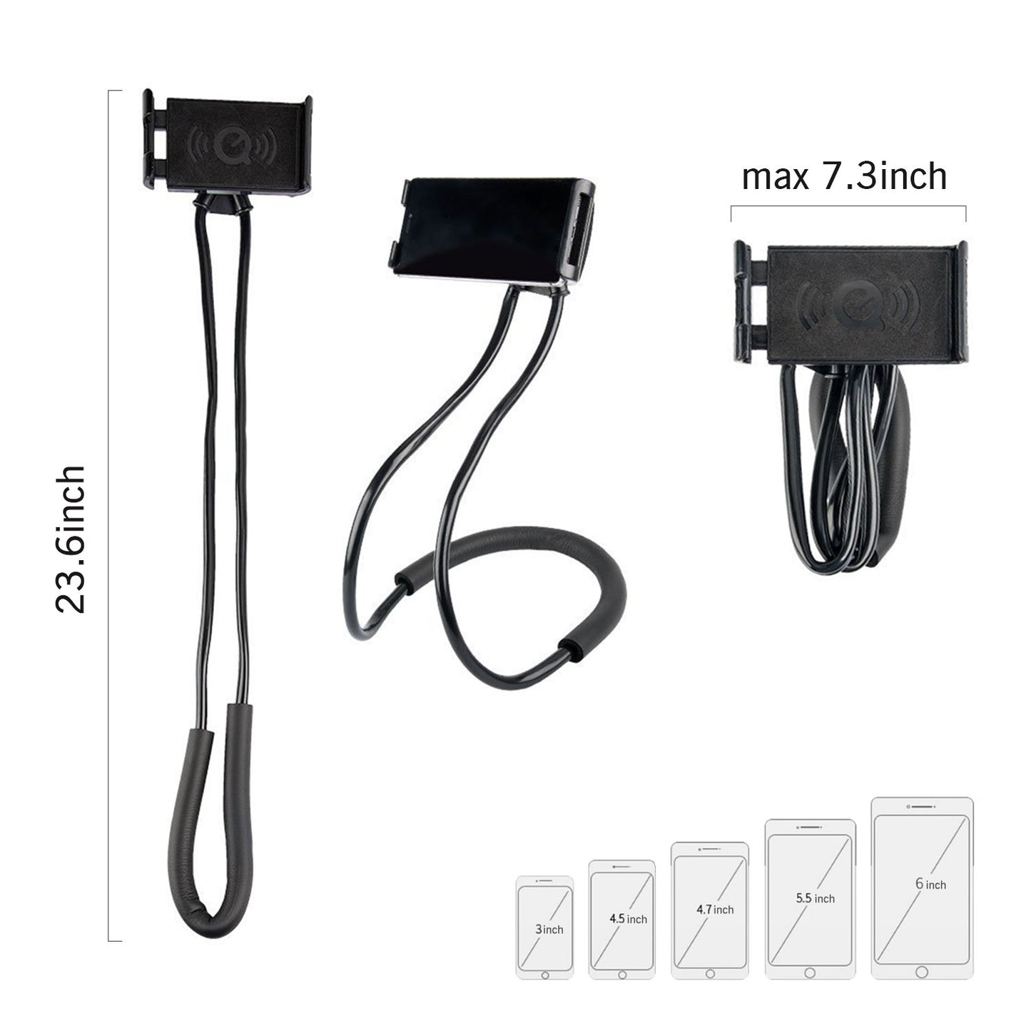 NCElec 011 Neck Cell Desk Bed,Bike and Motorcycle Mount,Lazy Bracket Mobile Phone Stand Holder (Black)