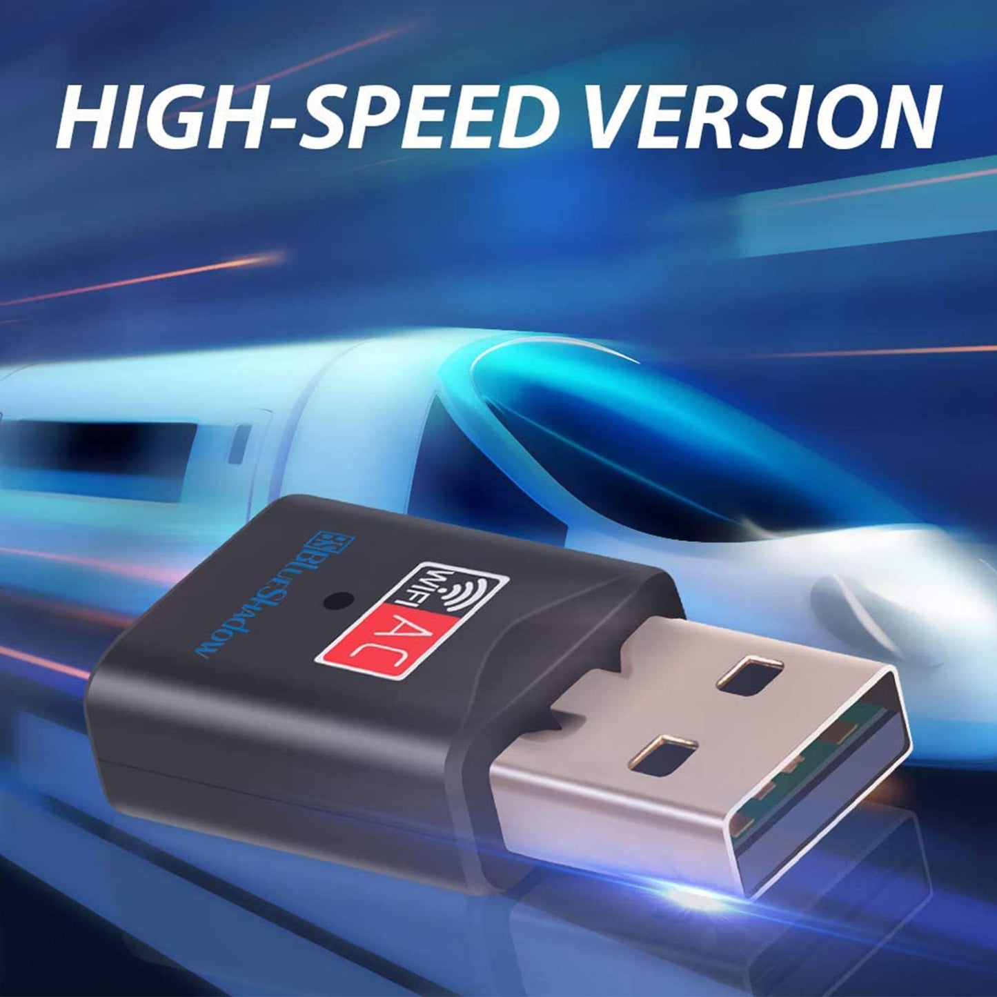 Blueshadow USB WiFi Adapter - Dual Band 2.4G/5G Mini Wi-fi ac Wireless Network Card Dongle with High Gain Antenna for Desktop Laptop PC Support