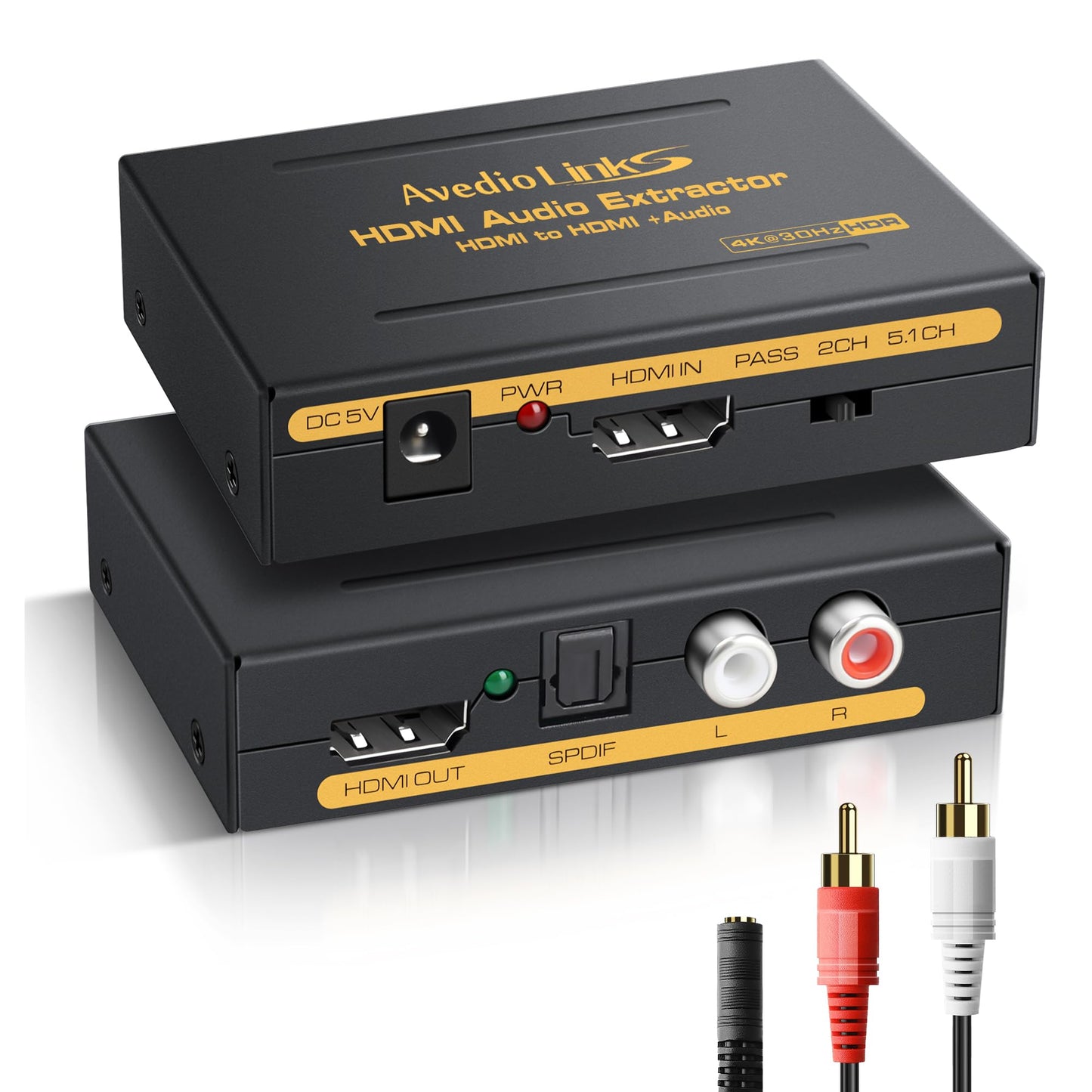 avedio links HDMI Audio Extractor 4K, HDMI to Optical RCA or 3.5mm Jack Audio Adapter Converter Splitter, Supports Dolby Digital DTS 5.1 PCM for PS5