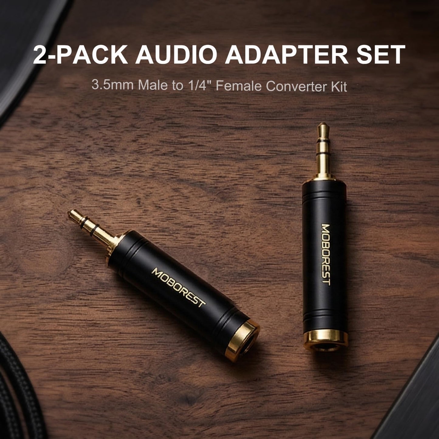 MOBOREST 3.5mm to 1/4 Adapter, Pure Copper 1/8 Inch Plug Male to 1/4 Inch (6.35mm) Jack Female Stereo Adapter, Can be Used for Conversion Headphone