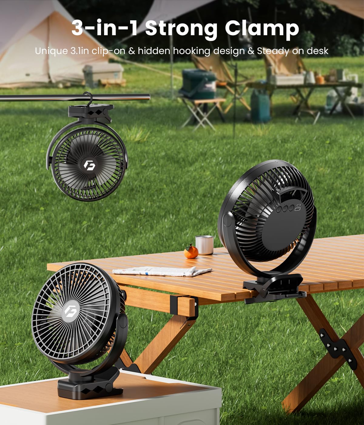 40000mAh Clip on Fan for Golf Cart, Up to 127Hrs Portable Rechargeable Fans