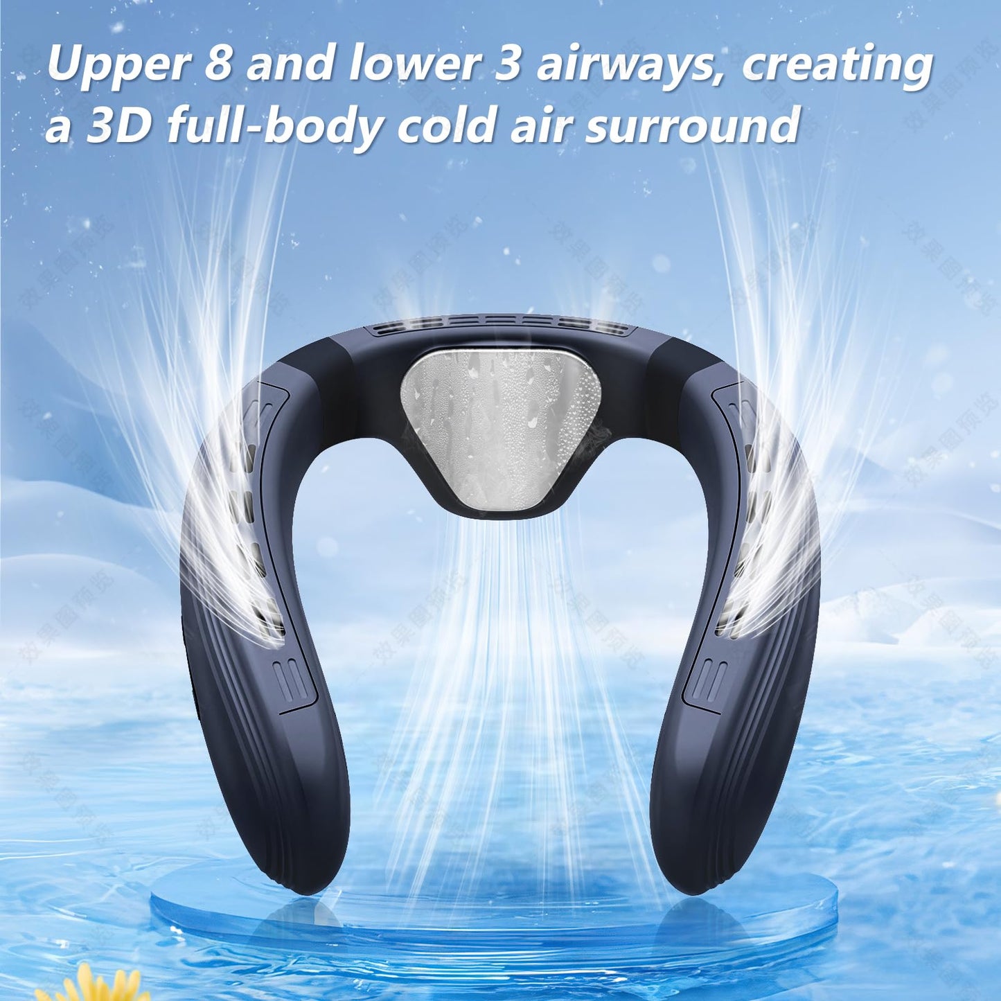 Agihoss Neck Air Conditioner Fans That Blow Cold Air Cooling Device Wearable Fan, 5200mAh Battery Operated Rechargeable Personal Fan, Blue