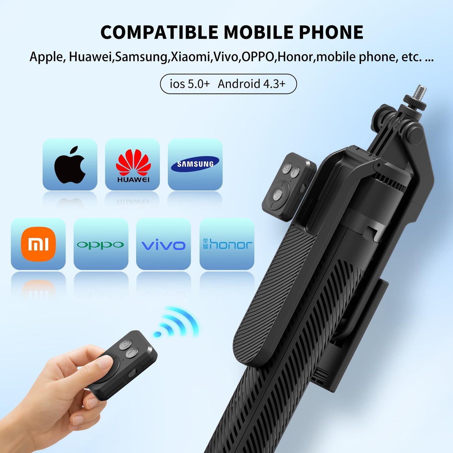 70" Tripod for Phone, Portable All in One Extendable Cell Phone Tripod Stand, Tall Travel Tripods for Recording Video Selfies Photo, with Wireless