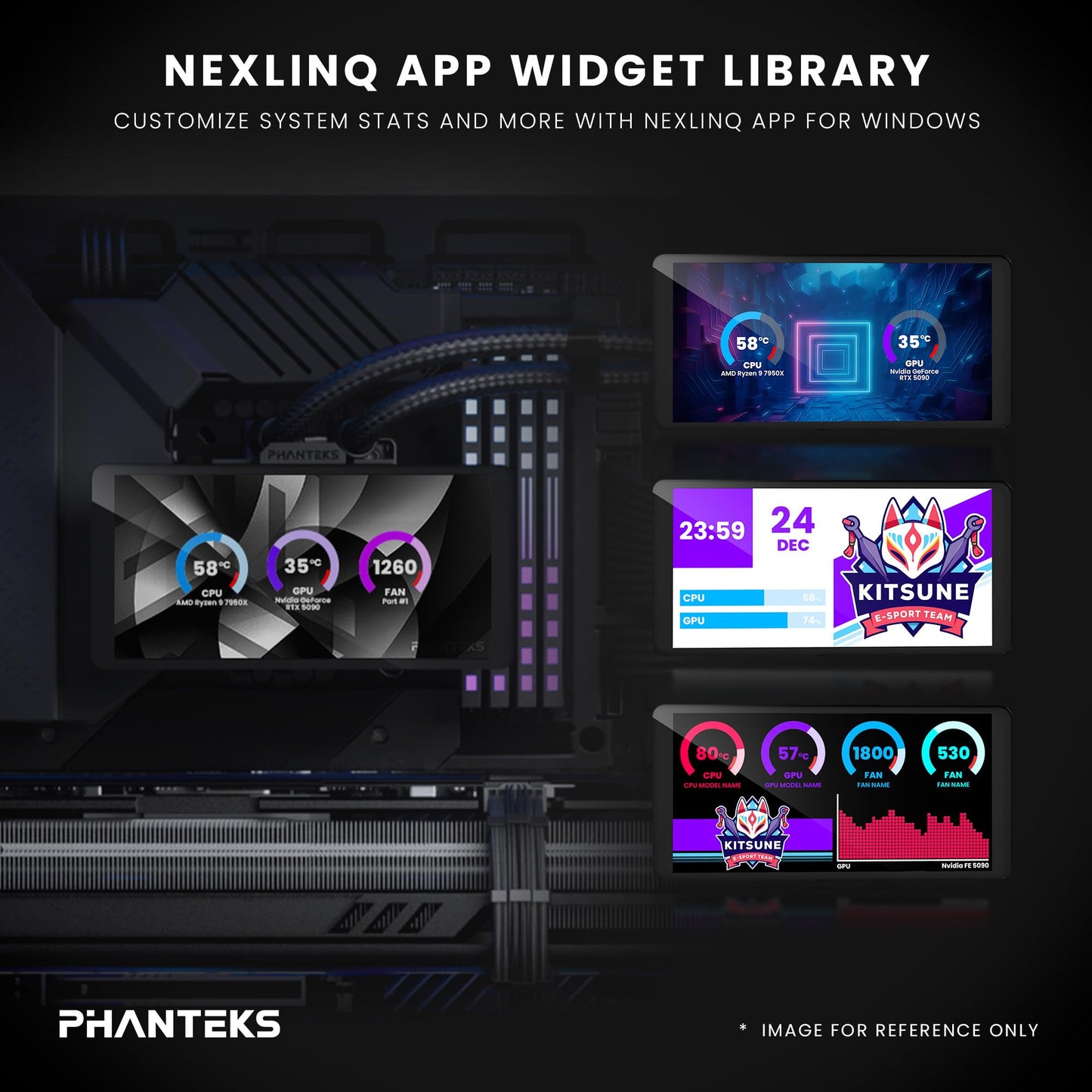 Phanteks Glacier One 360M25-LCD AIO Liquid CPU Cooler, 6” IPS LCD HD Display, 120mm M25 Gen2 D-RGB Fans, High-Performance Copper Cold Plate, Intel