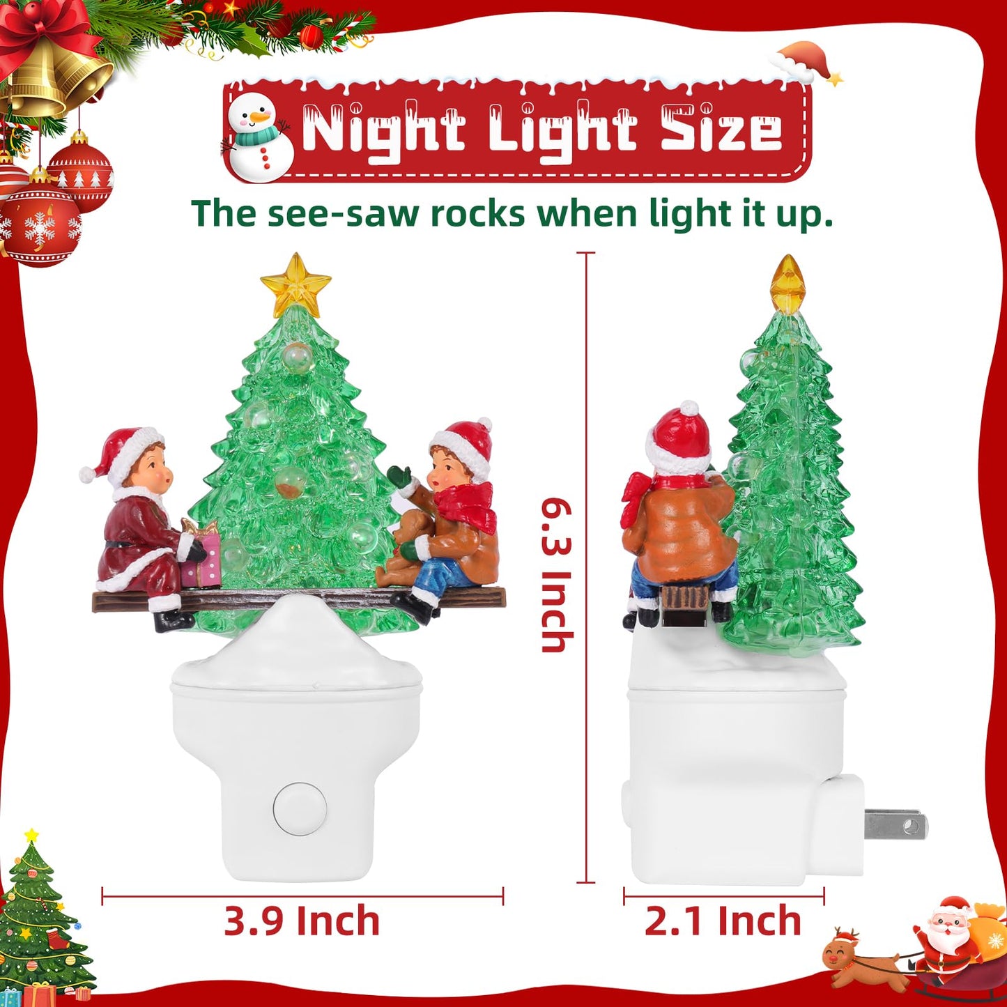 Yuxelulmai Christmas Tree Night Light Plug into Wall USB Portable Christmas Decorative Night Light Decoration for Kids Adults Bedroom Kitchen Living