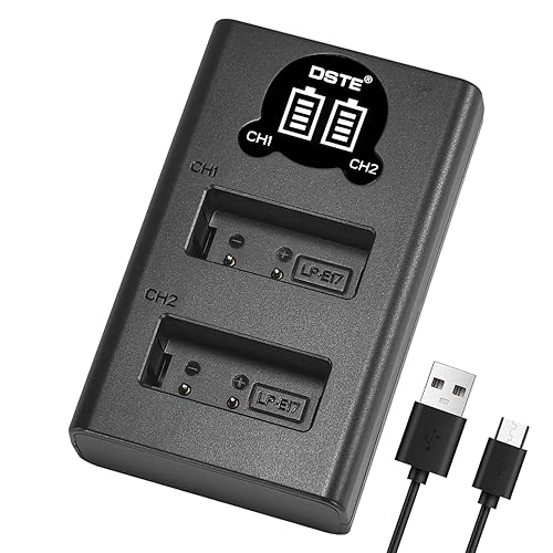 DSTE LP-E17 Battery Charger, Dual LCD Charger Compatible with Canon EOS RP, R8, R10, Rebel T7i, T6i, T6s, SL3, SL2, 77D, 9000D, 8000D, 800D, 760D