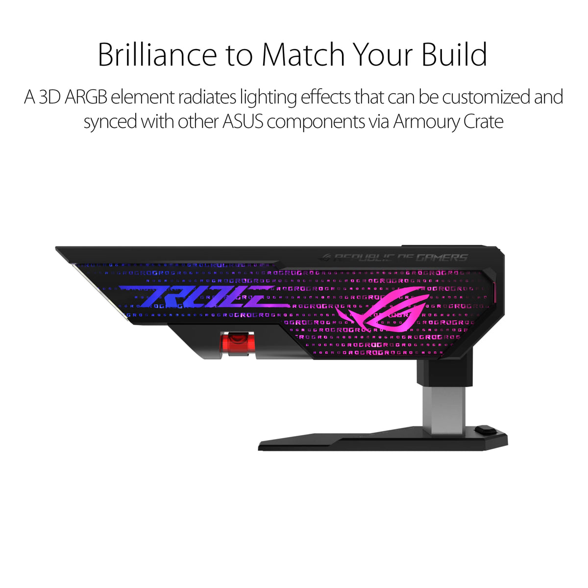 ASUS ROG Herculx GPU Anti-Sag Holder, Solid Zinc Alloy Construction, Easy Toolless Installation, Included Spirit Level, Adjustable Height, Wide