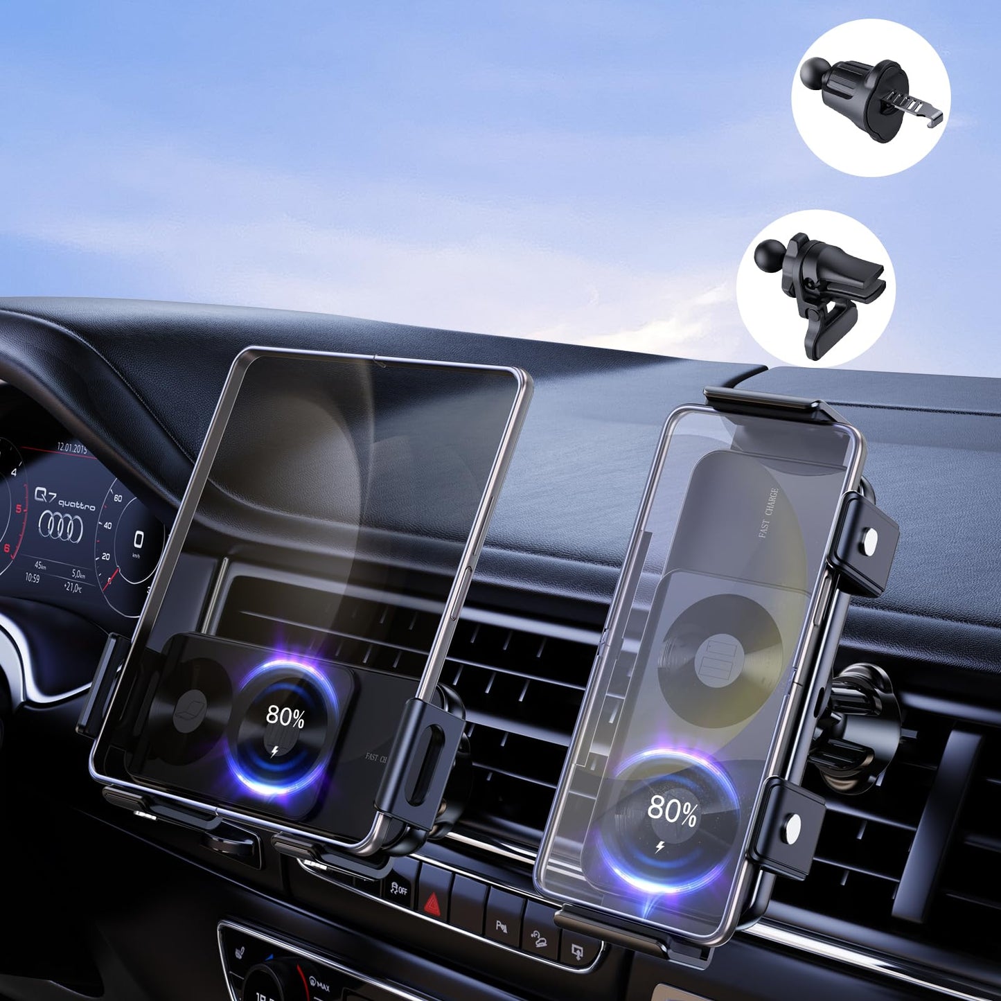 xuenair 15W Fast Charging Wireless Car Charger Samsung Z Fold 7 6 5 4 3 2 Z Flip 7 6 5 iPhone 17 16 15 Pro Max, Z Fold 6 Accessories with Auto
