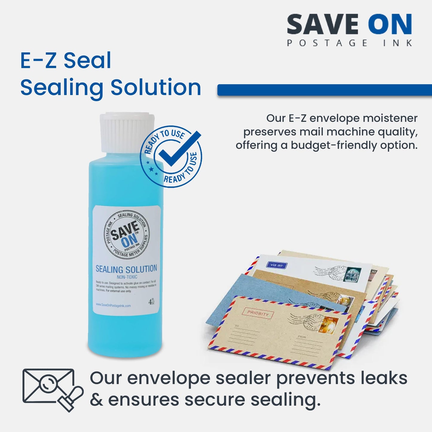 Pitney Bowes 601-9 Compatible E-Z Seal Sealing Solution (4 Pack - 4oz) - Envelope Sealer for DM Series Mailing System - Envelope Seal for Effortless