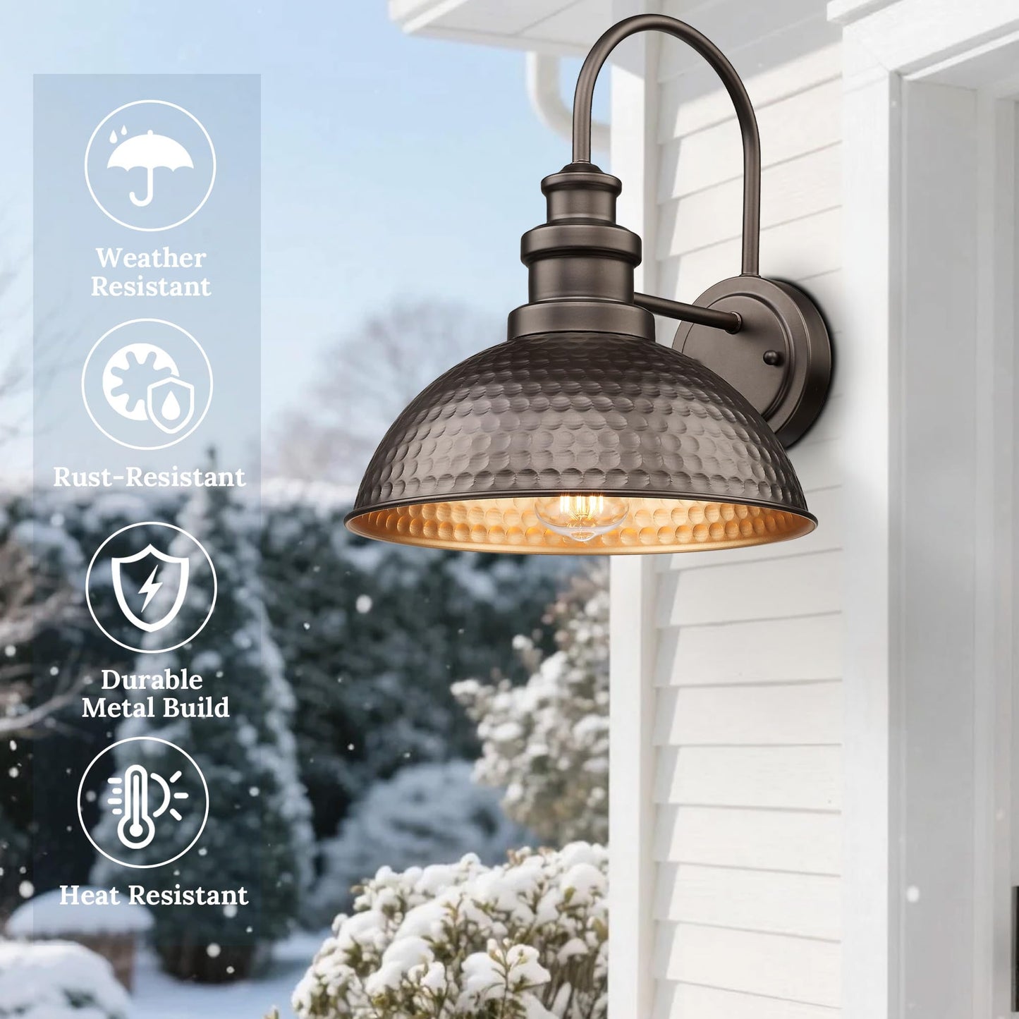 Outdoor Barn Light Fixture, 11.5” Farmhouse Exterior Wall Sconce, Industrial Wall Mount Porch Light, Weather Resistant Outside Lighting for Patio