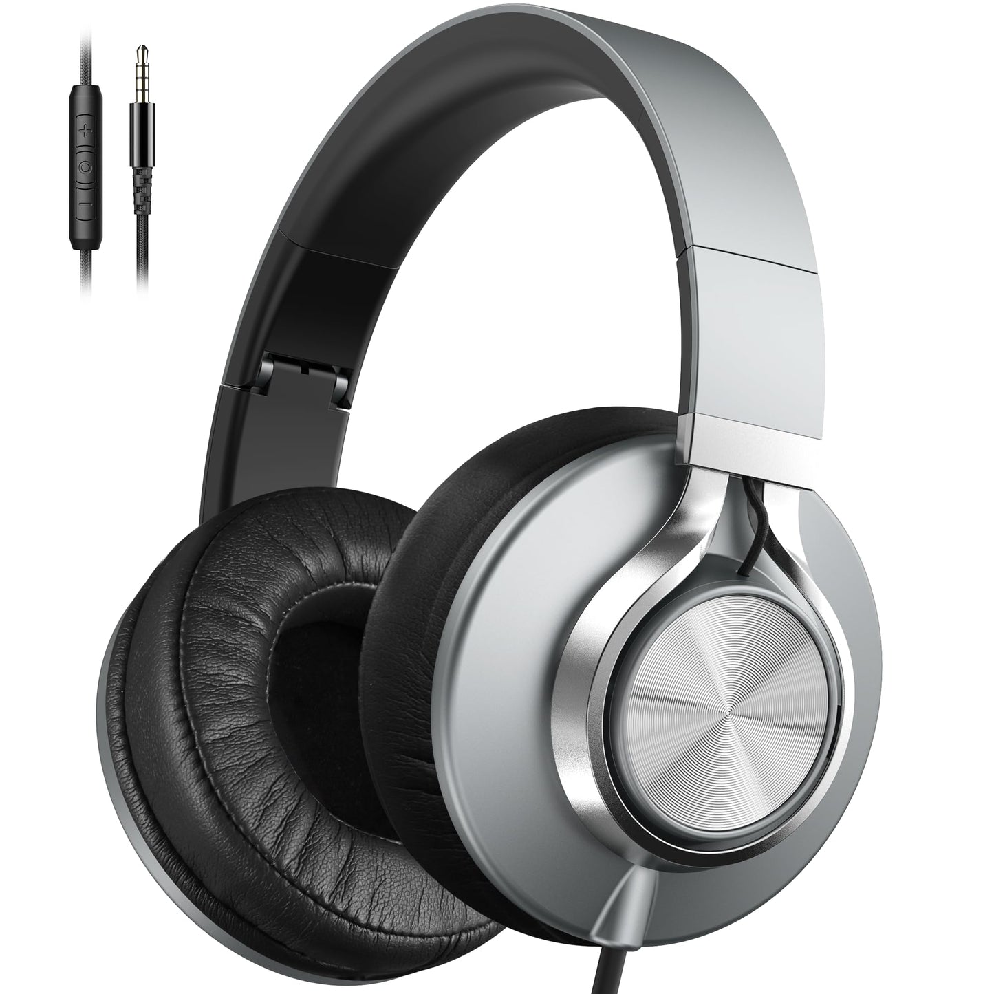 AILIHEN Wired Headphones with Microphone Volume Control, Noise Isolating Over Ear Headphones Wired 3.5mm, Super Soft Corded Headphone for Cellphones